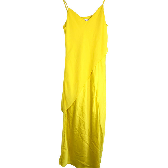 Saunders Collective Lara Dress Midi Side Slit Yellow  US 4 - Picture 5 of 15